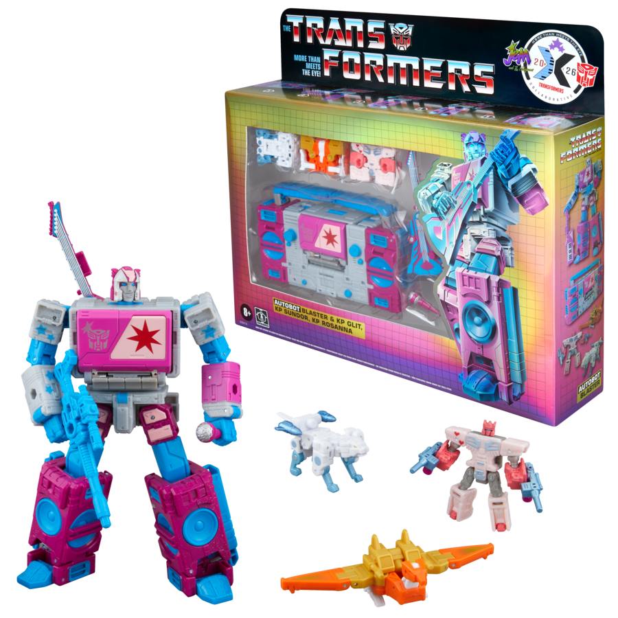 "Transformers Collaborative Jem & The Holograms Blaster with KP Glit, KP Sundor and KP Rosanna"